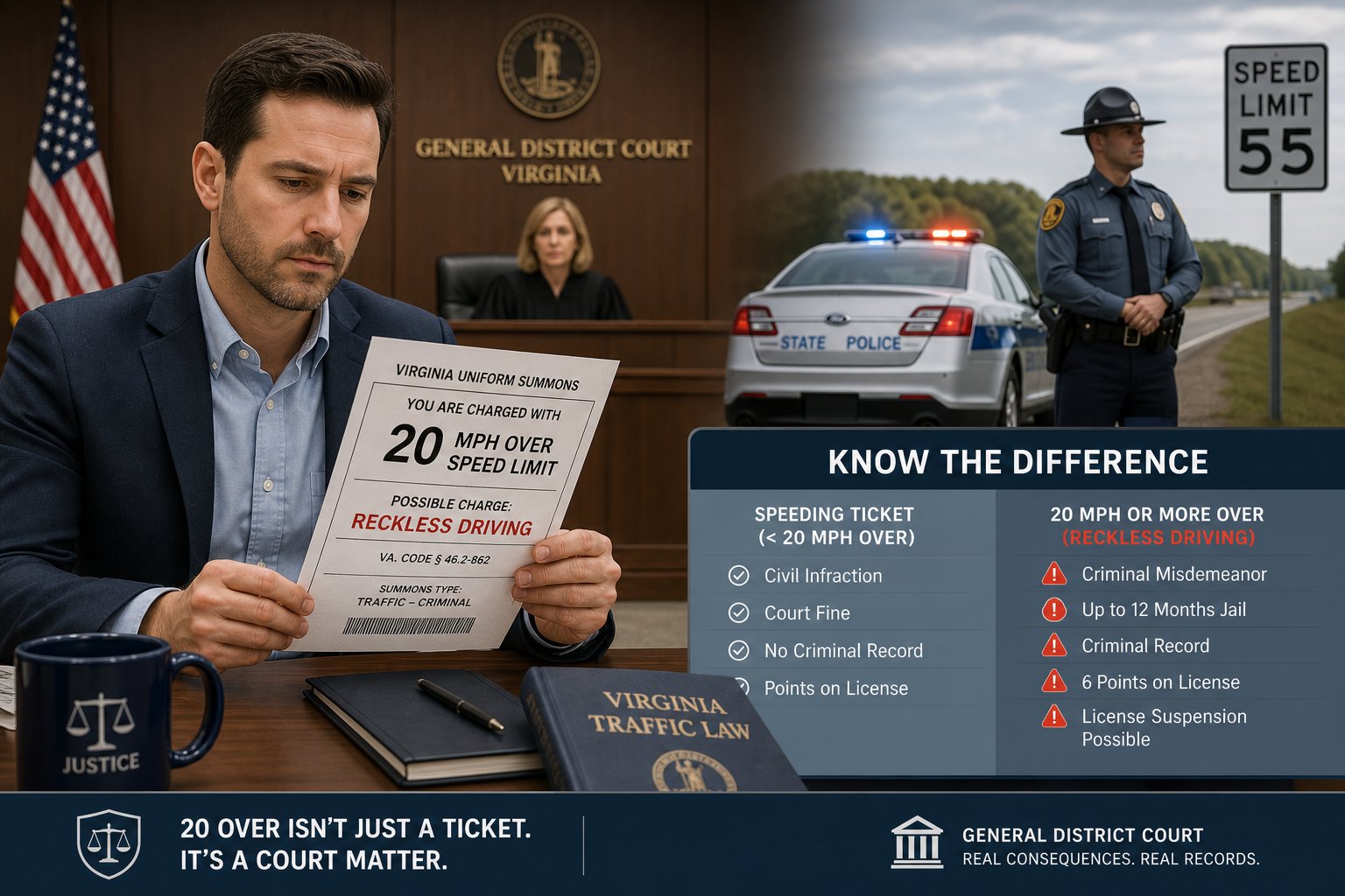 20 MPH Over the Speed Limit in Virginia: Fines, Points, and Reckless Driving Risk 1 20 MPH Over the Speed Limit in Virginia: Fines, Points, and Reckless Driving Risk
