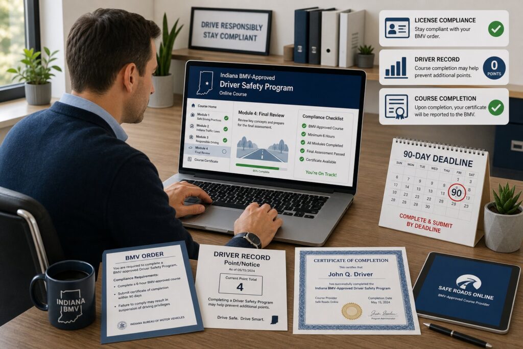 Blog Articles 6 BMV-Ordered Driver Safety Program in Indiana: Points, Notice, and 90-Day Deadline