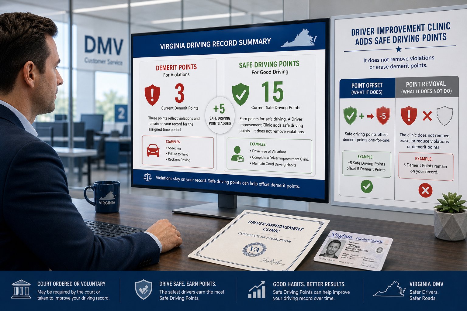 Can a Driving Course Reduce Points on Your Virginia License? 1 Can a Driving Course Reduce Points on Your Virginia License? visual summary.