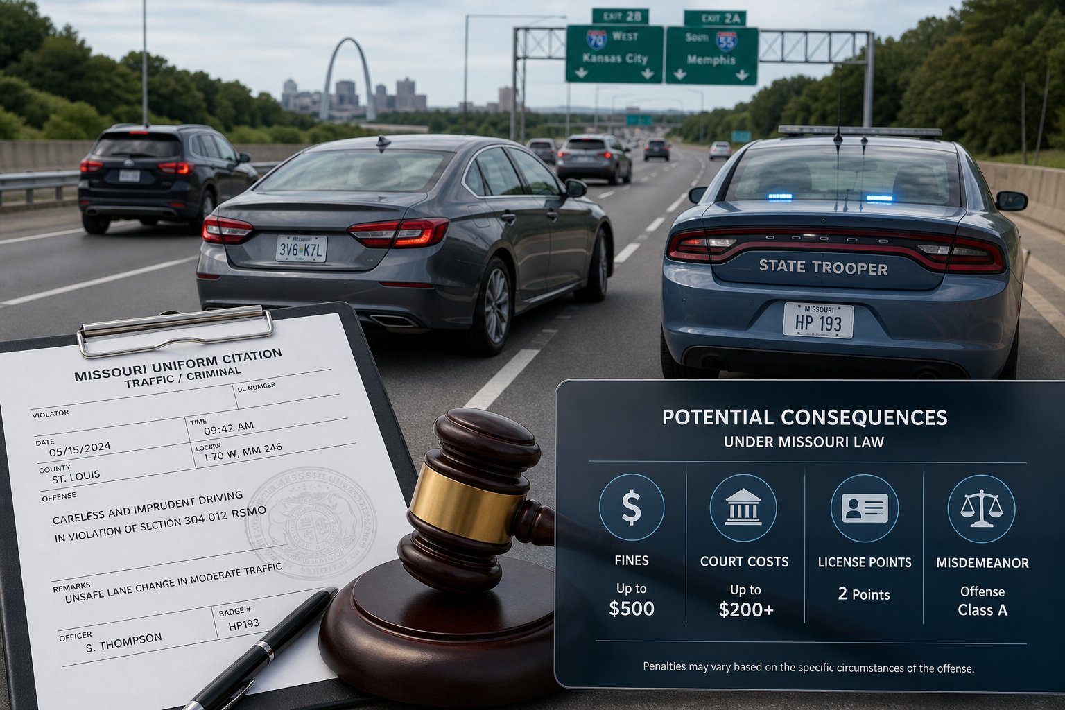 Missouri Careless and Imprudent Driving Fine: How Much Does It Cost? 1 Missouri driver record and traffic citation documents