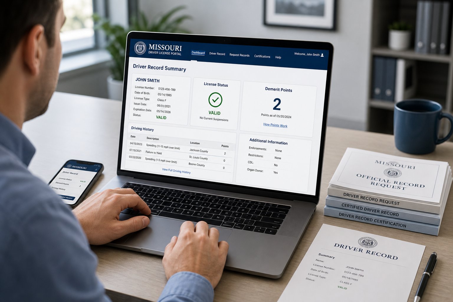 How to Check Points on Your Missouri Driver's License 1 Missouri driver record and traffic citation documents