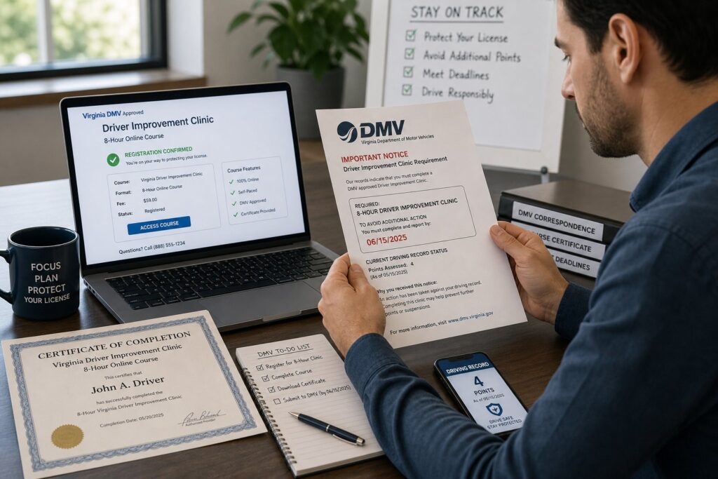 Blog Articles 8 DMV-Ordered Driver Improvement Clinic in Virginia: Points, Notices, and Deadlines