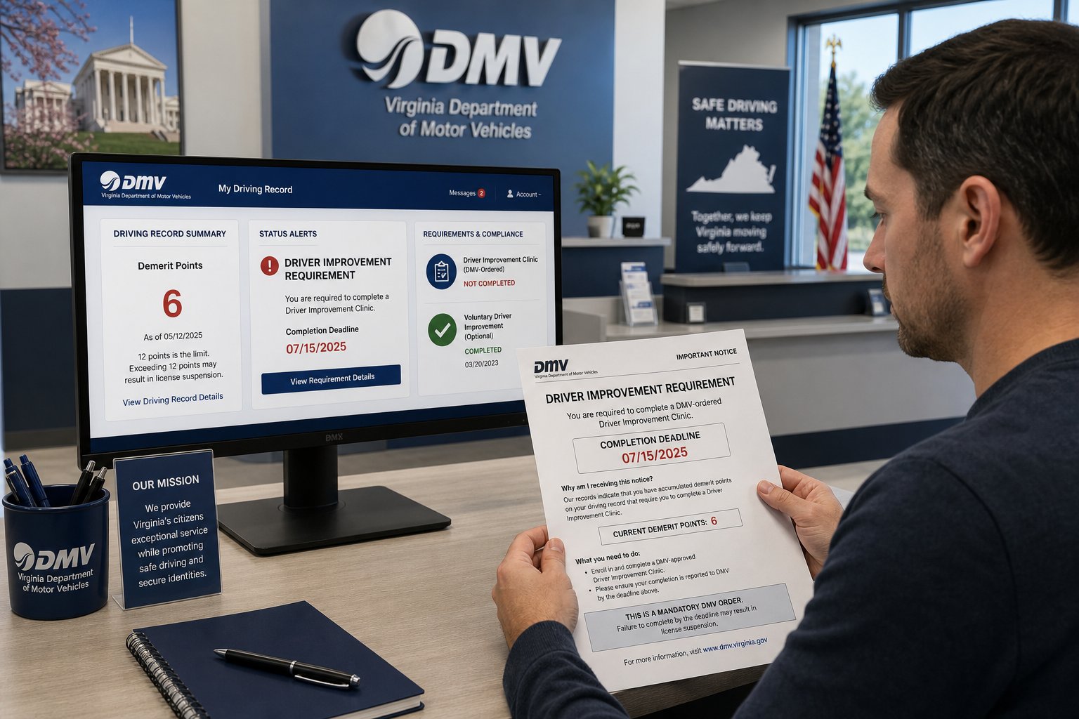 DMV-Ordered Driver Improvement Clinic in Virginia: Points, Notices, and Deadlines 1 DMV-Ordered Driver Improvement Clinic in Virginia: Points, Notices, and Deadlines