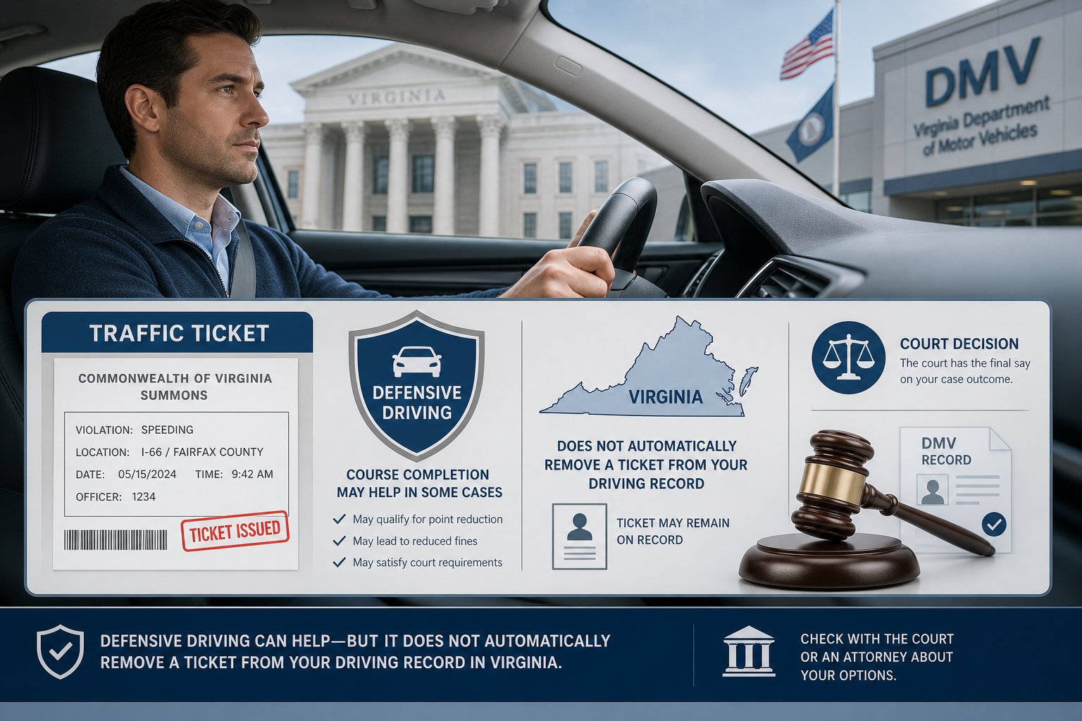 Does Taking a Driver Improvement Course Remove Points or Tickets in Virginia? 1 Does Taking a Driver Improvement Course Remove Points or Tickets in Virginia? visual summary.