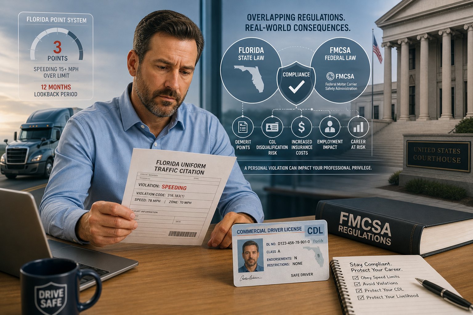 Florida Speeding Ticket for CDL Holders: Federal Rules and Higher Stakes 1 Florida Speeding Ticket for CDL Holders: Federal Rules and Higher Stakes