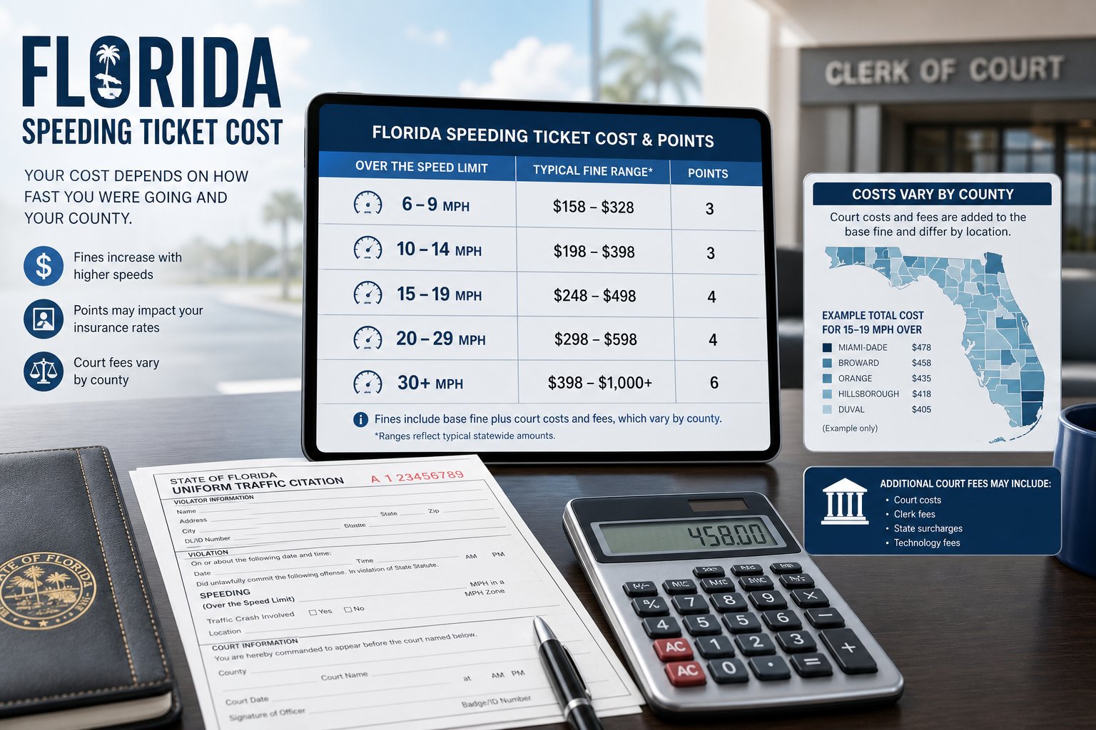 Florida Speeding Ticket Cost: What Affects the Total? 1 Florida Speeding Ticket Cost: What Affects the Total?