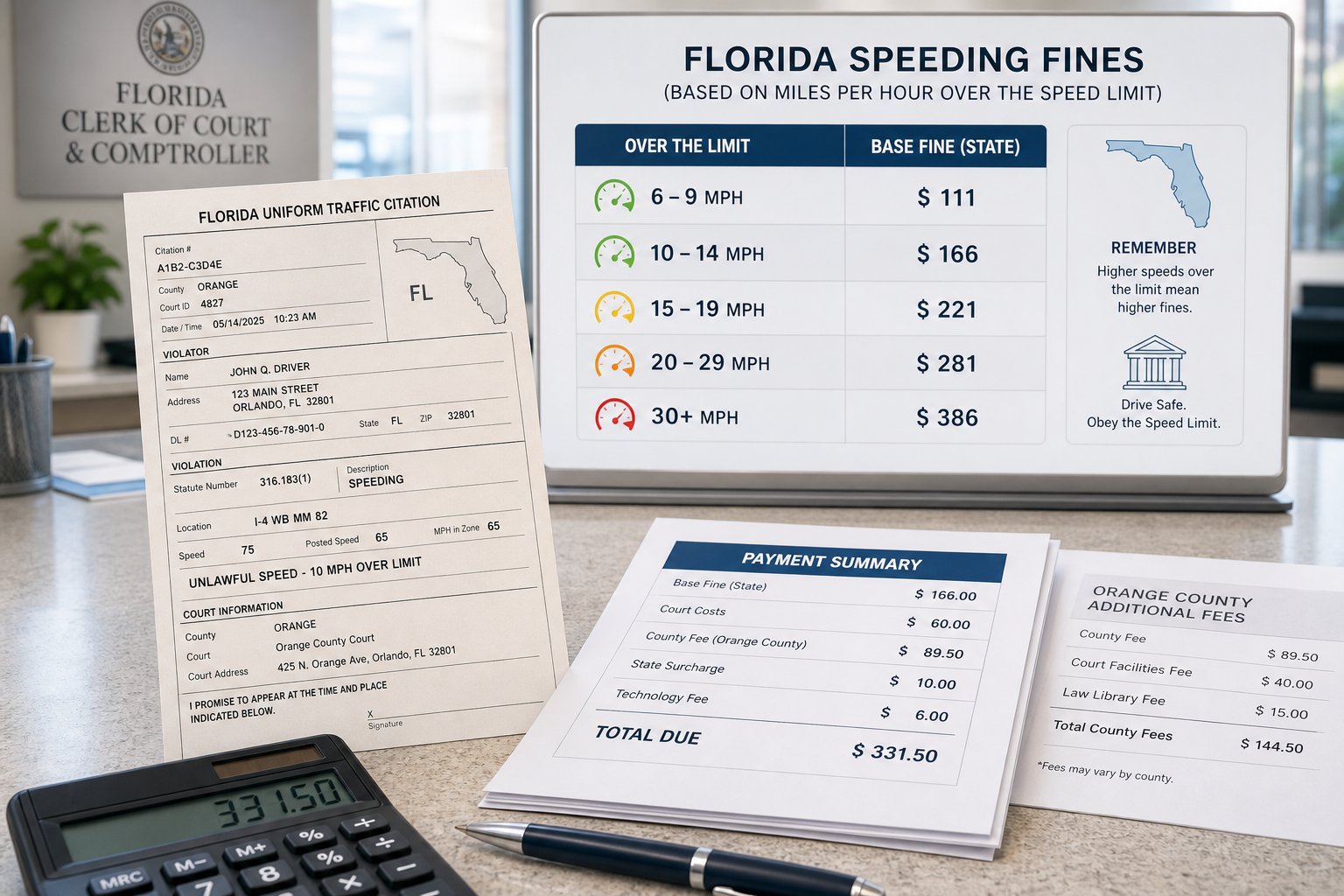 Florida Speeding Ticket Fines: What Affects the Cost? 1 Florida Speeding Ticket Fines: What Affects the Cost?