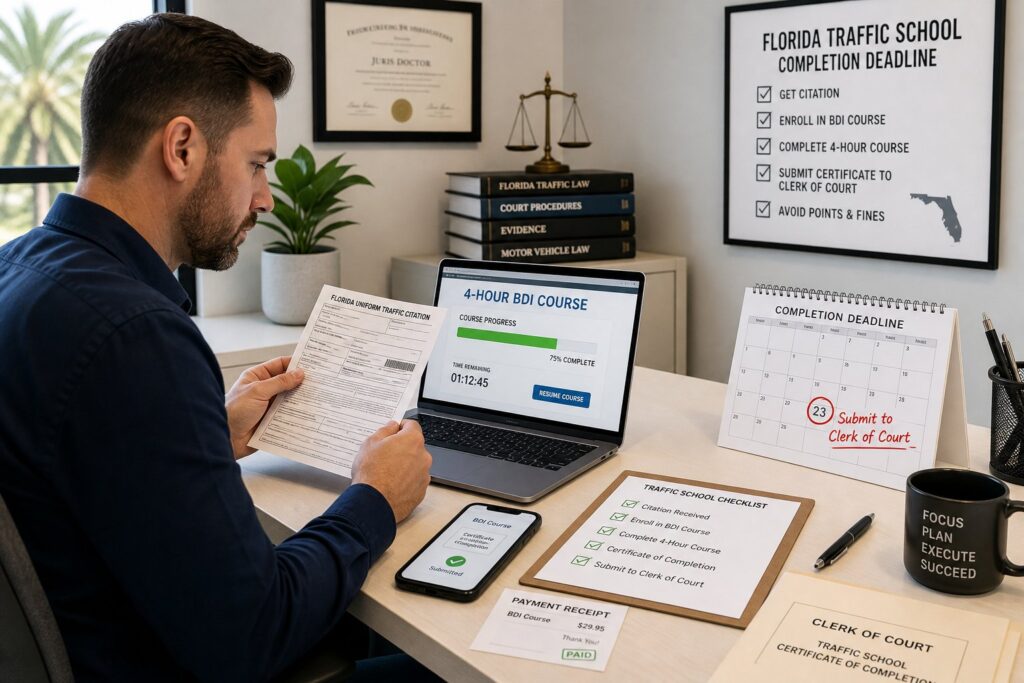Blog Articles 8 After Electing Traffic School in Florida: Completion Deadlines and What Happens If You Miss Them