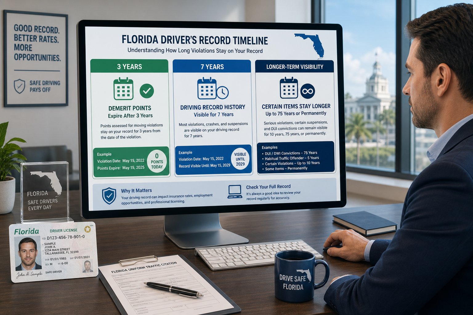 How Long Does a Speeding Ticket Stay on Your Florida Driving Record? 1 How Long Does a Speeding Ticket Stay on Your Florida Driving Record?