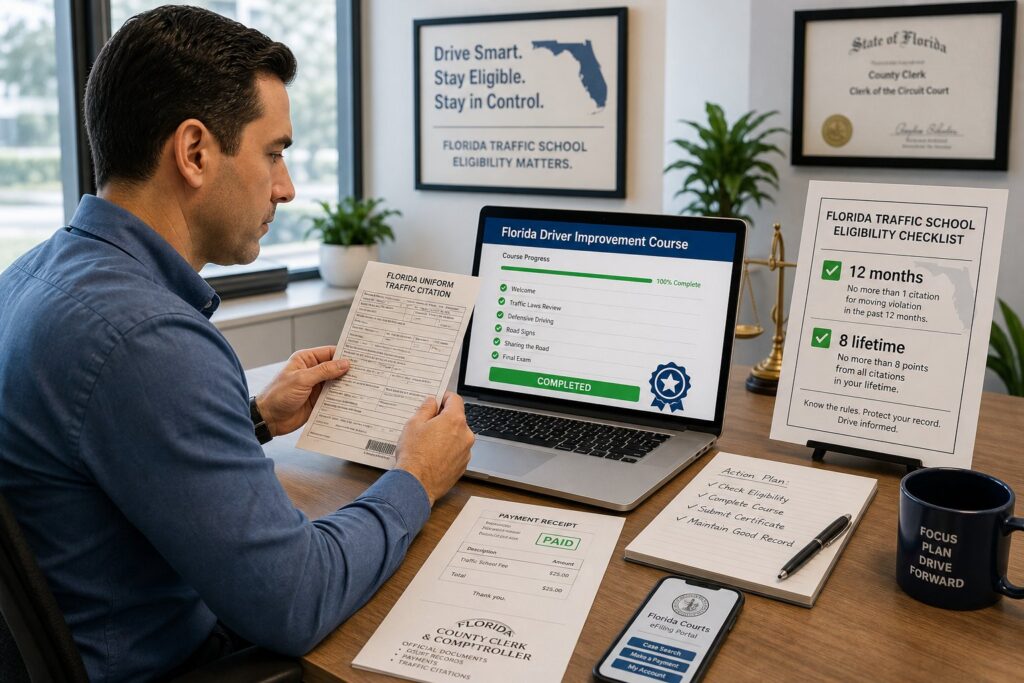 Blog Articles 1 How Many Times Can You Use Traffic School in Florida? The 8-Election Lifetime and 12-Month Rule