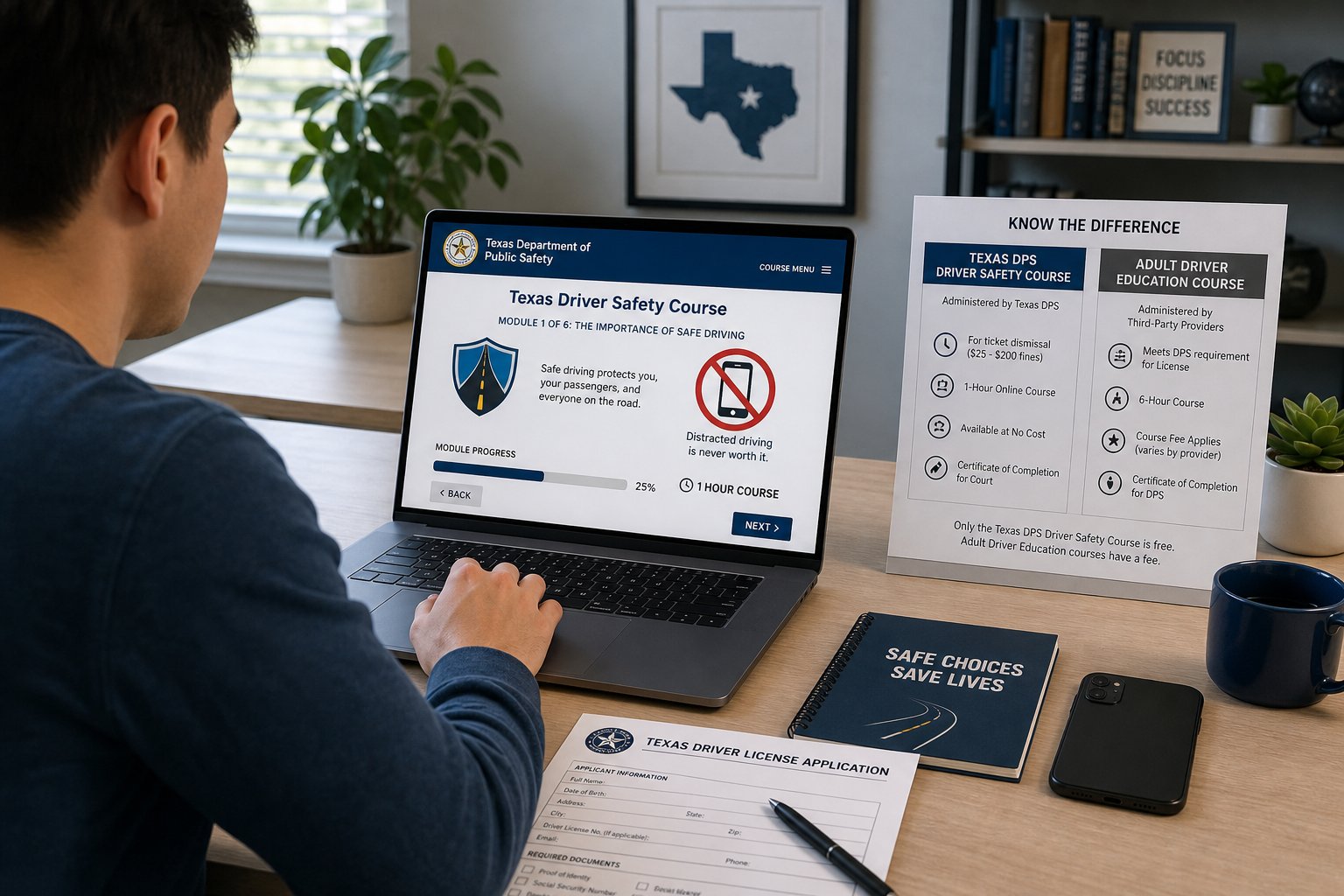 What Is Impact Texas Adult Drivers (ITAD)? The Complete Guide 1 Adult completing an official Texas driver safety course on a laptop.