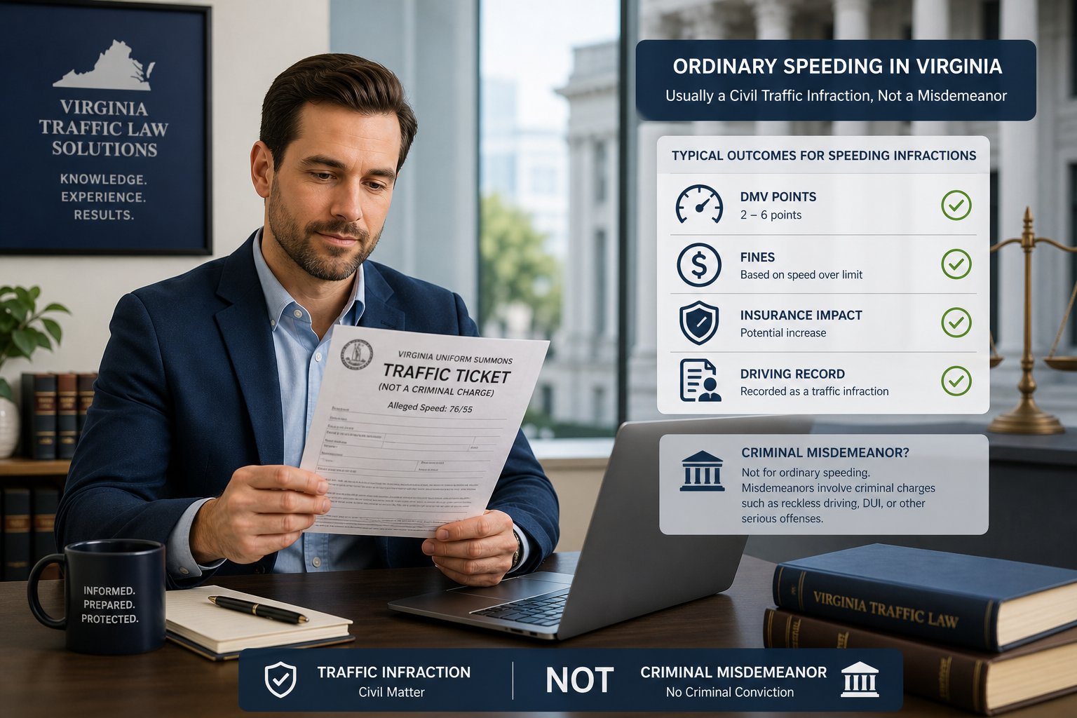 Is a Virginia Speeding Ticket a Misdemeanor or Just a Traffic Infraction? 1 Is a Virginia Speeding Ticket a Misdemeanor or Just a Traffic Infraction?