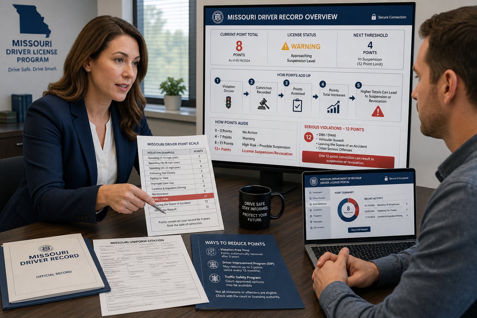 Missouri Driver Improvement Program and Point Reduction: What to Know 1 Missouri driver record and traffic citation documents