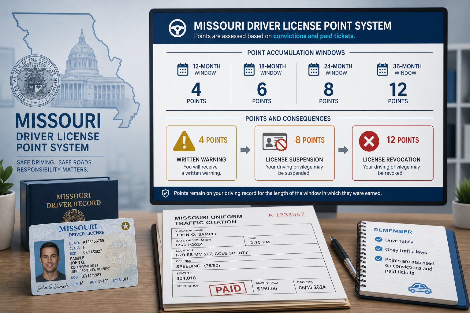 Missouri Driver License Points System Explained 1 Missouri driver record and traffic citation documents