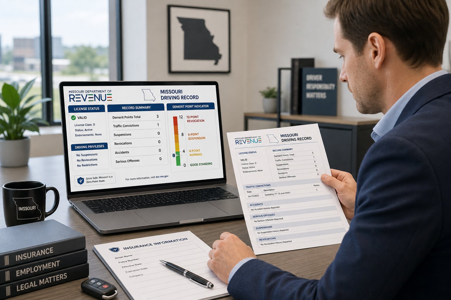 Your Missouri Driving Record: How to Get It and What It Shows 1 Missouri driver reviewing traffic and license point information
