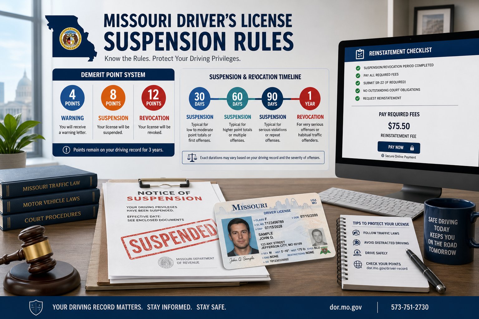 Missouri License Suspension for Points: What Happens and How to Reinstate 1 Missouri driver record and traffic citation documents
