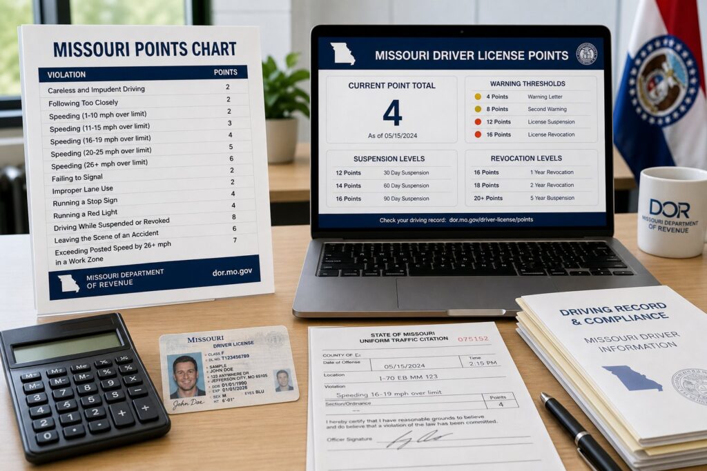Blog Articles 2 Missouri Points Chart: How Many Points for Each Traffic Violation