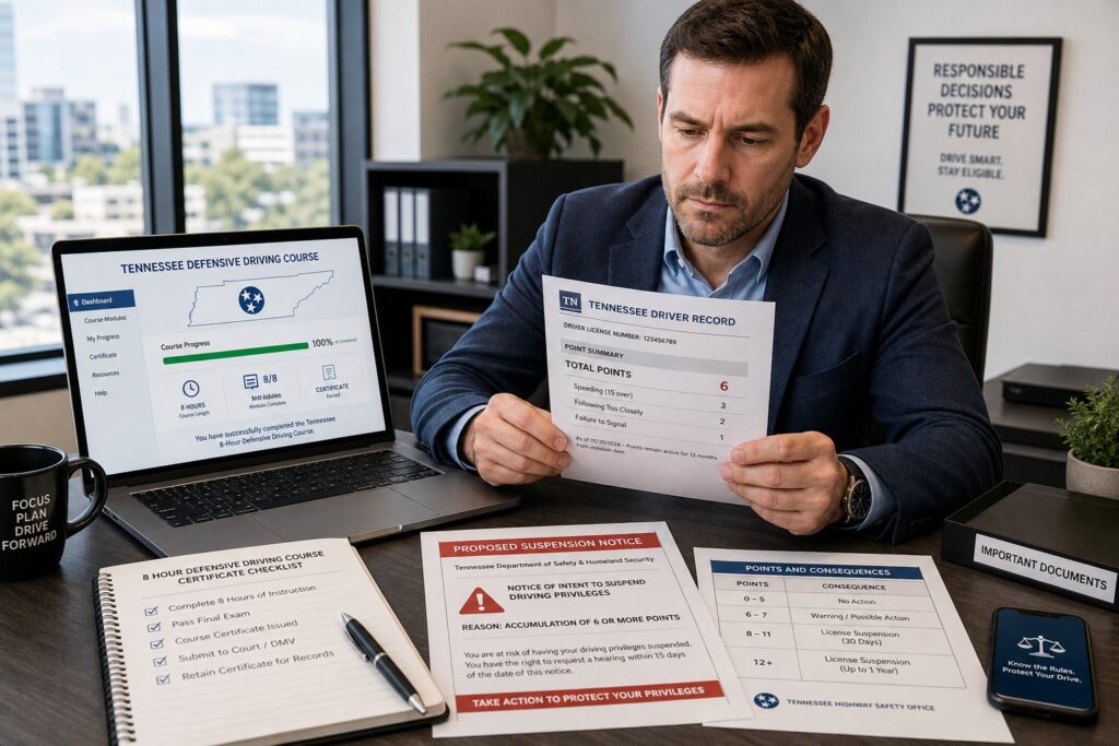 Blog Articles 1 Tennessee 8-Hour Defensive Driving Course and License Suspension: What to Know