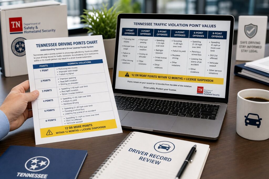 Blog Articles 4 Tennessee Demerit Points Chart: How Many Points for Each Traffic Violation