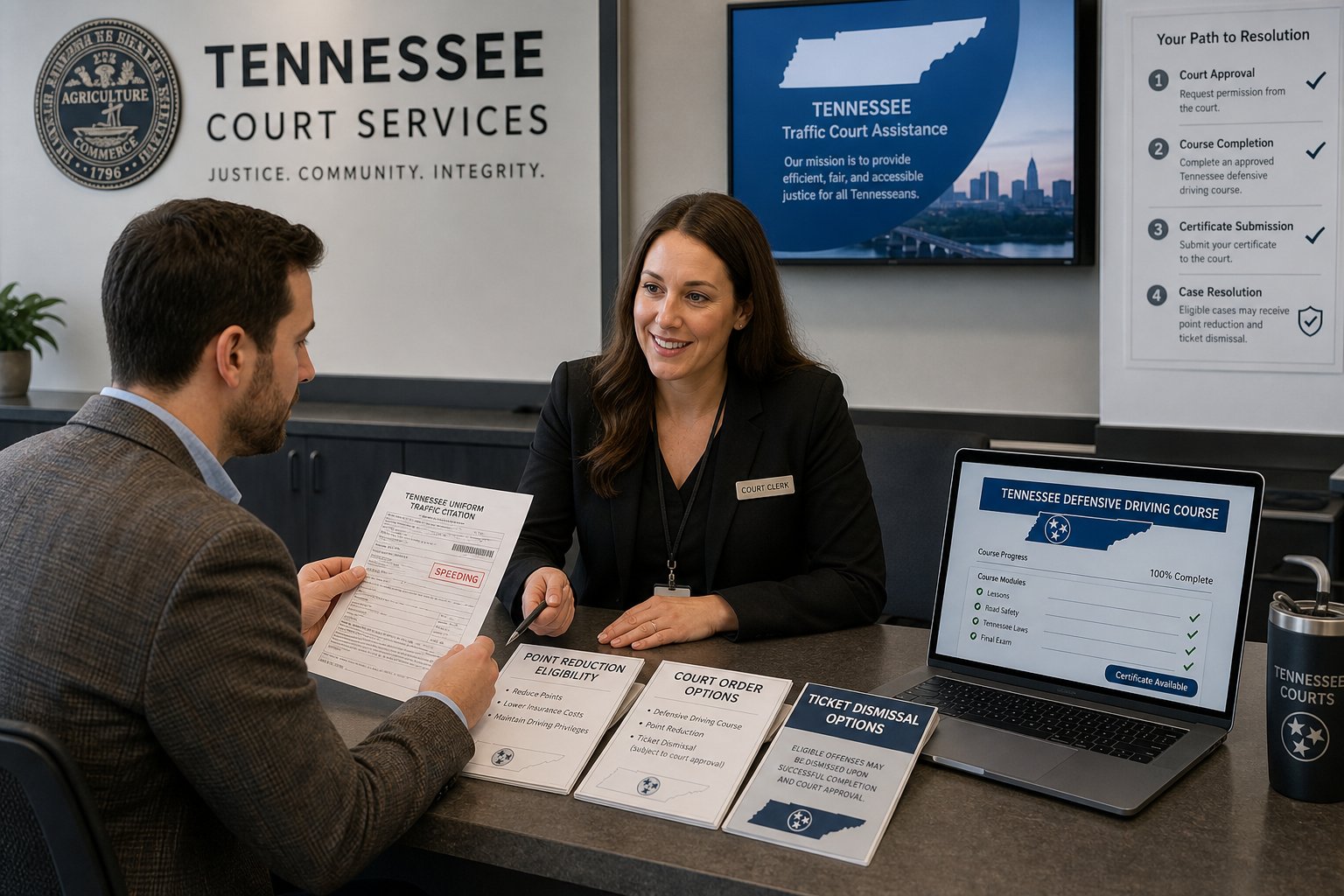 Tennessee Driving School for a Speeding Ticket: What You Need to Know 1 Tennessee traffic citation and Clerk of Court notice on a desk