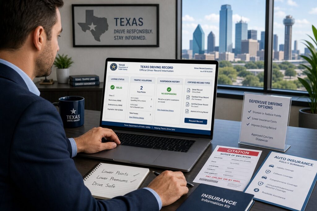 Blog Articles 6 Texas driver reviewing a TDLR driver safety course and citation