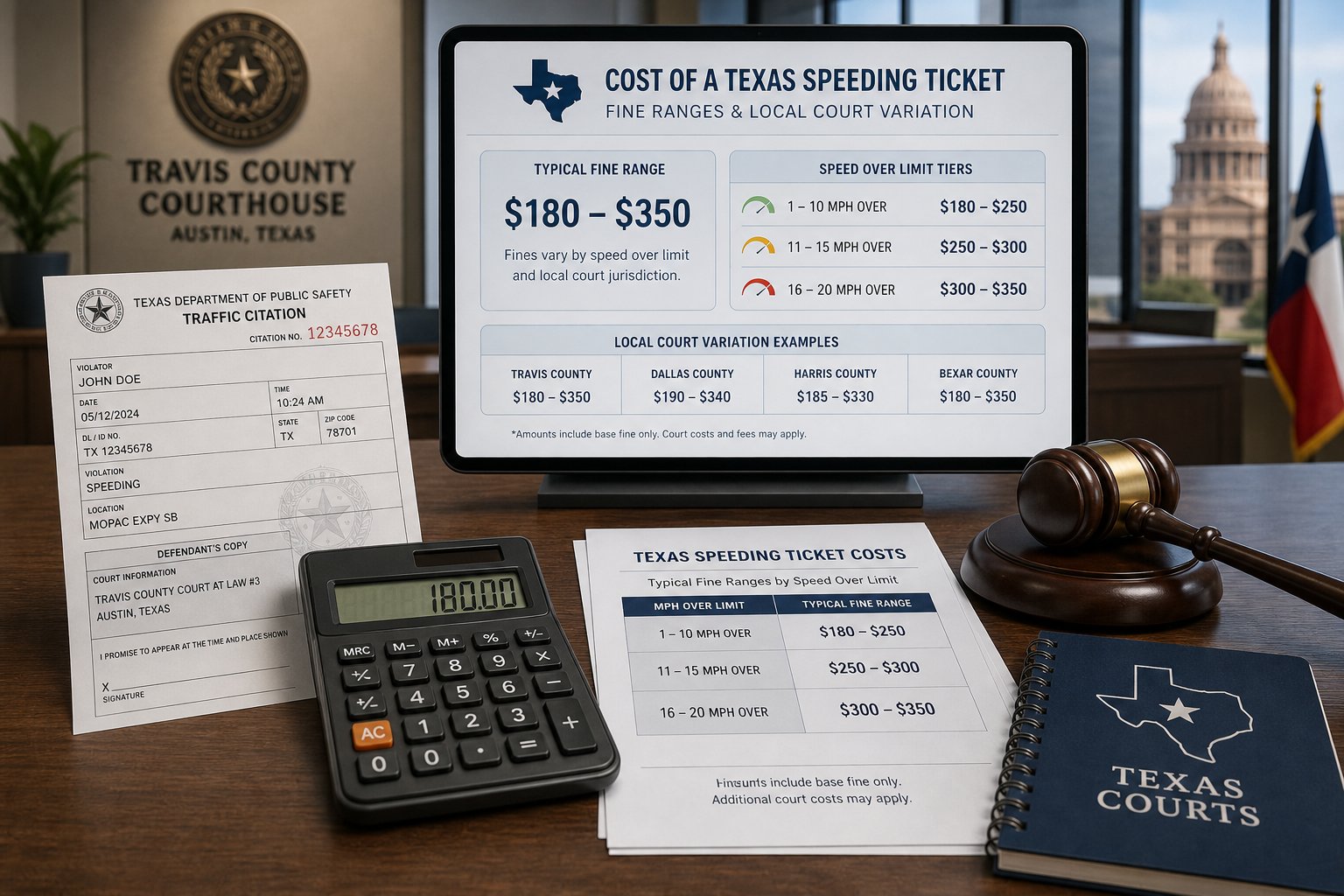 Texas Speeding Ticket Fines: What Affects the Cost? 1 Texas driver reviewing a TDLR driver safety course and citation