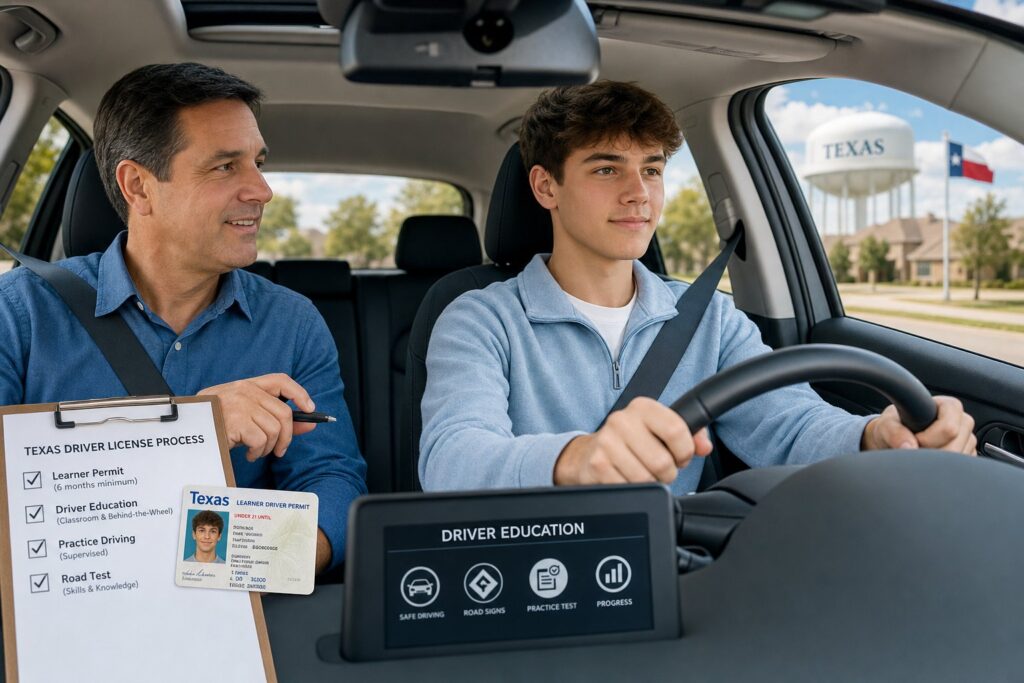 Blog Articles 5 Texas teen driver licensing steps with learner permit and provisional license.