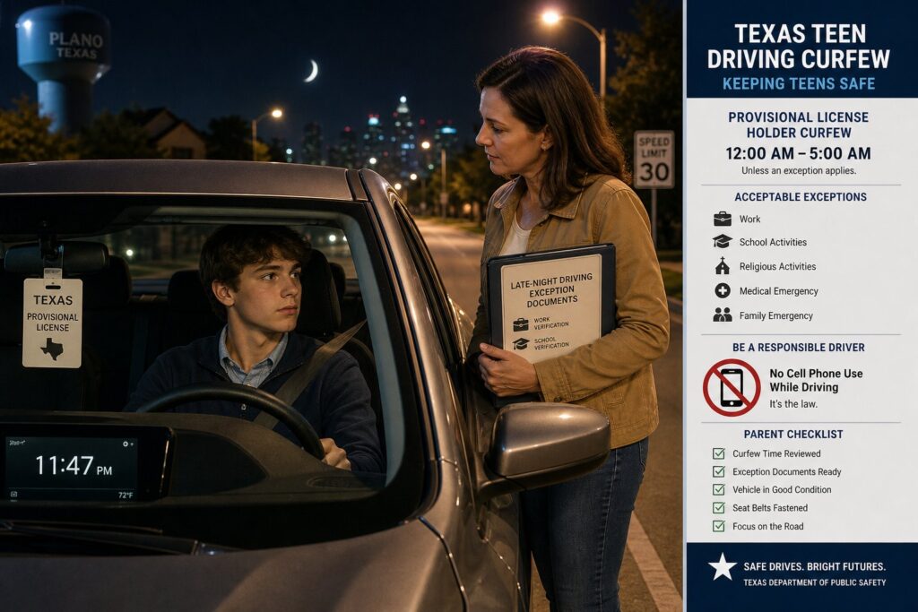 Blog Articles 2 Texas teen driver learning with parent and license stage graphics.