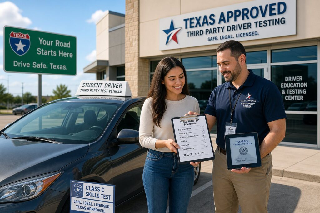 Blog Articles 1 Instructor preparing an adult driver for a road test in Texas.