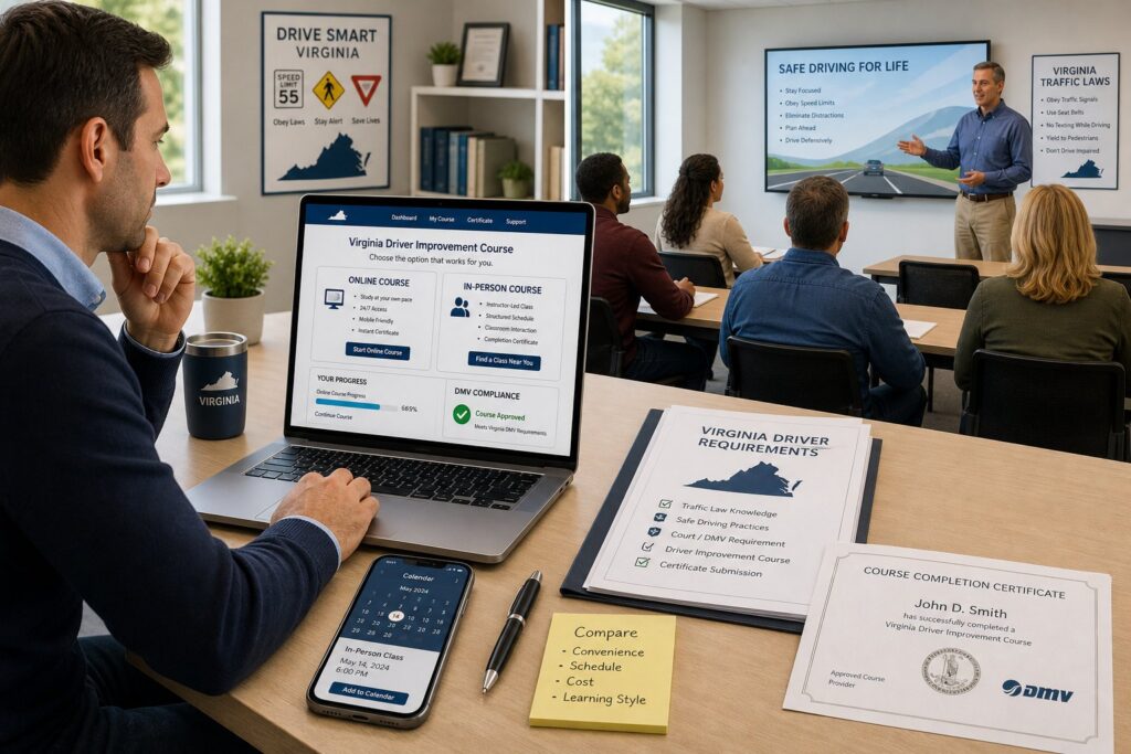 Blog Articles 1 Virginia Driver Improvement Course Online vs. In Person