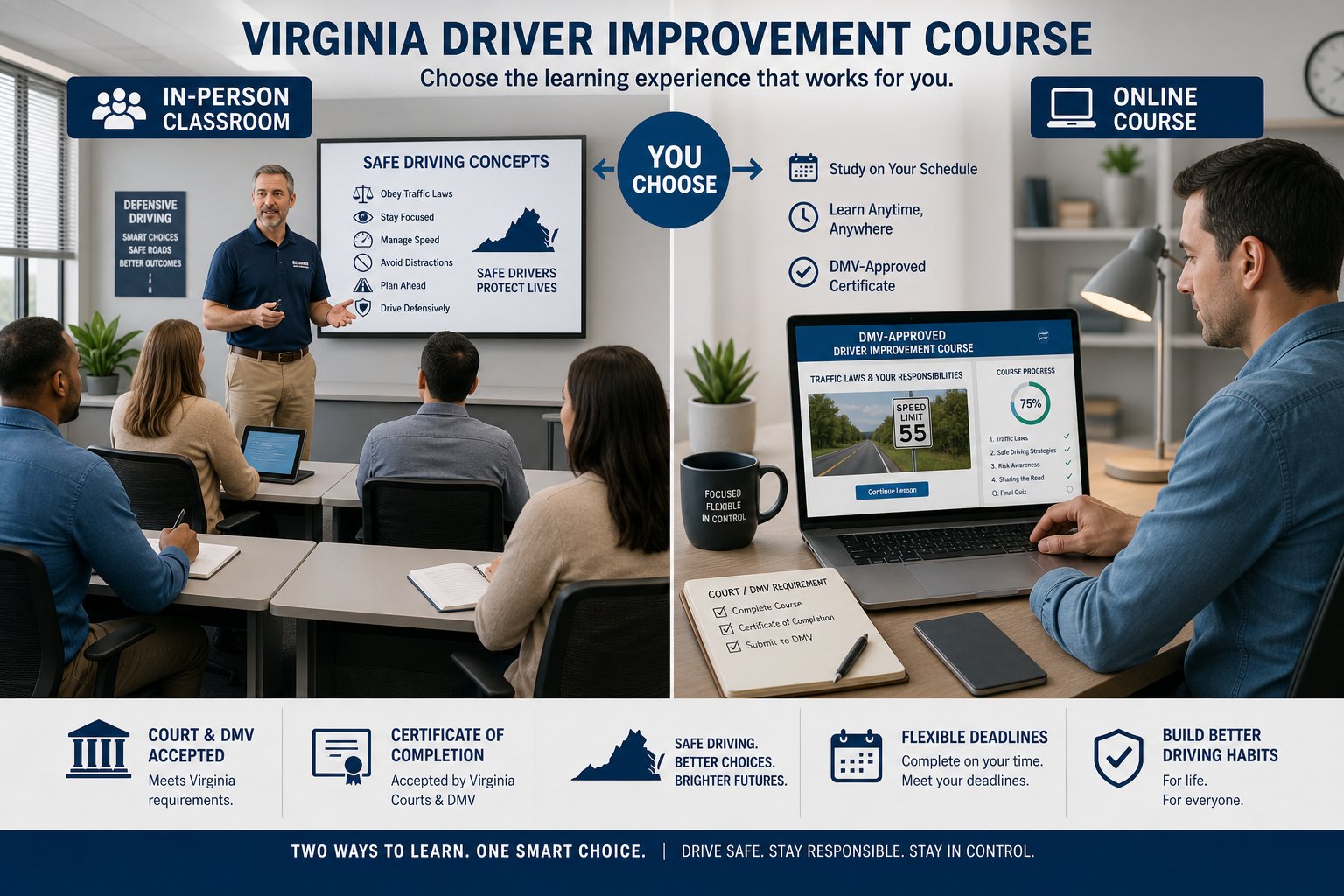 Virginia Driver Improvement Course Online vs. In Person 1 Virginia Driver Improvement Course Online vs. In Person