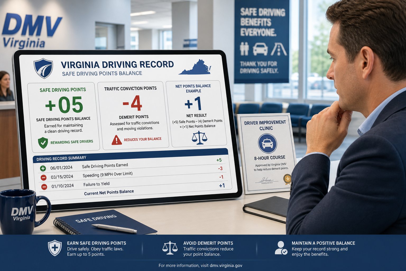 What Is a Safe Driving Points Balance in Virginia? 1 What Is a Safe Driving Points Balance in Virginia? visual summary.