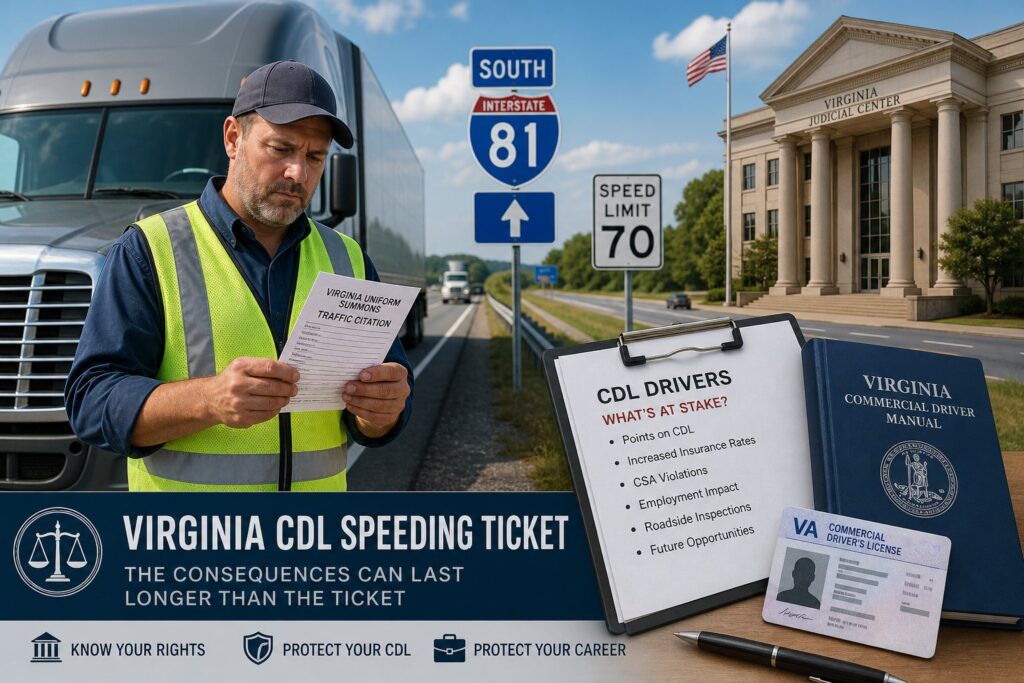 Blog Articles 2 Virginia Speeding Ticket for CDL Holders: Higher Stakes and Federal Rules