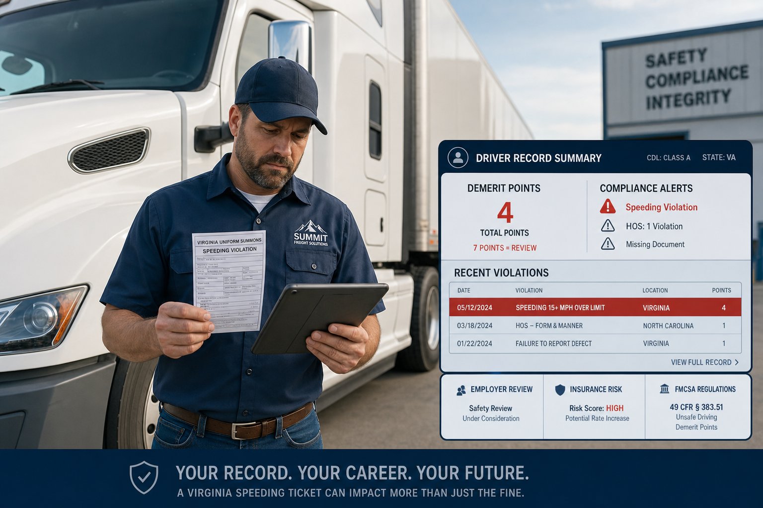 Virginia Speeding Ticket for CDL Holders: Higher Stakes and Federal Rules 1 Virginia Speeding Ticket for CDL Holders: Higher Stakes and Federal Rules