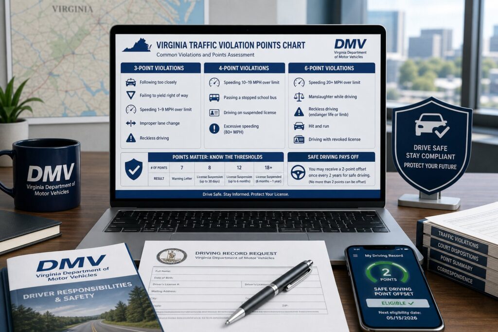 Blog Articles 5 Virginia Traffic Violation Points Chart: How Many Points for Each Offense