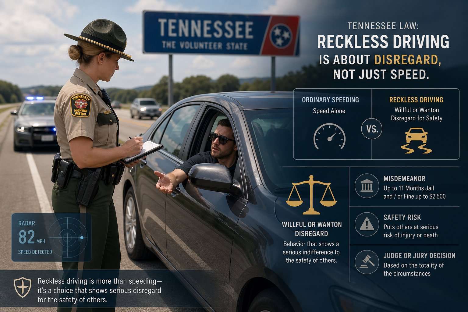 What Is Reckless Driving in Tennessee? TCA § 55-10-205 Explained 1 Tennessee speeding ticket and traffic court paperwork